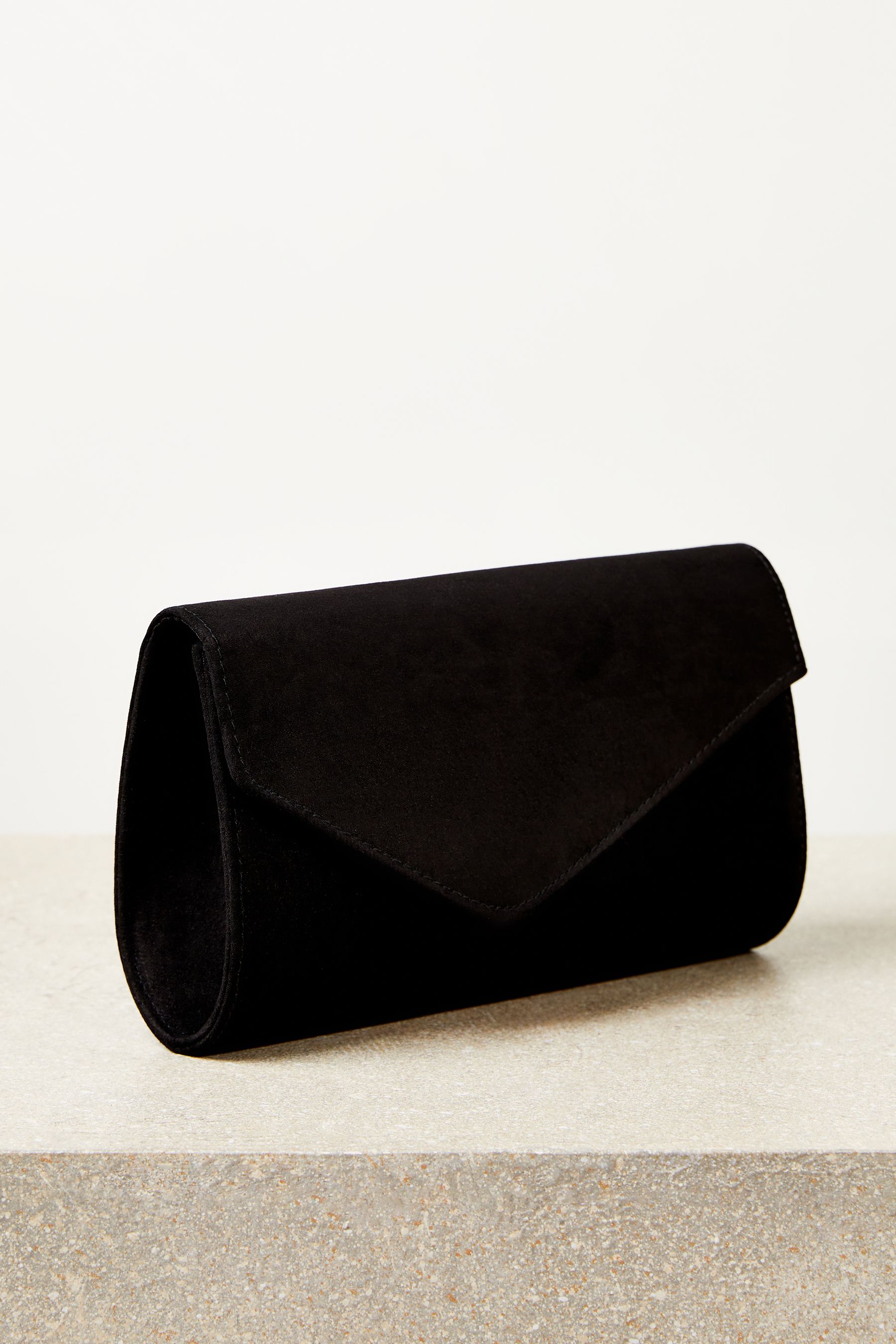 Lipsy Black Asymmetric Foldover Chain Clutch Bag