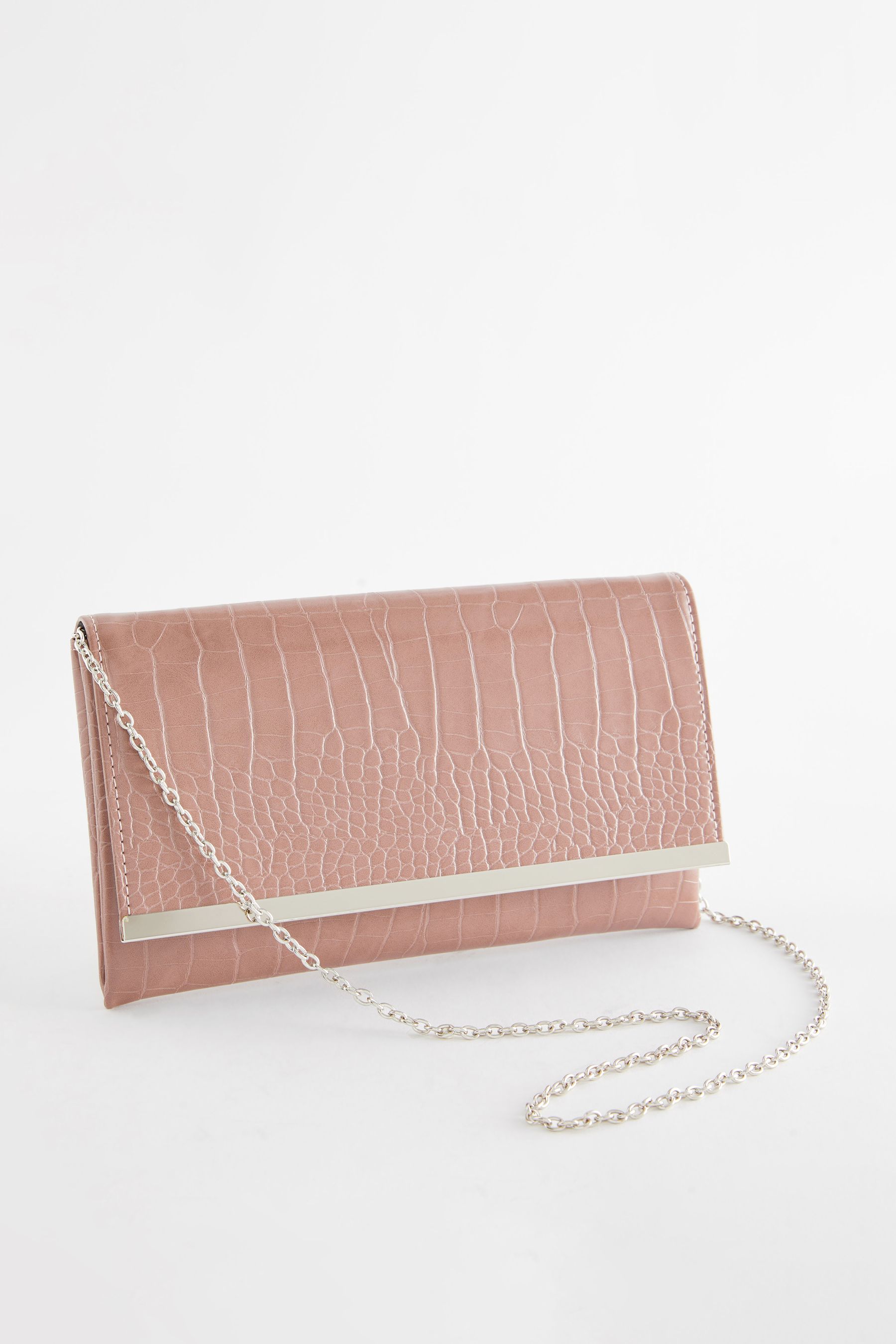 Buy Mink Brown Croc Clutch Bag With Detachable Cross Body Chain from the Next UK online shop