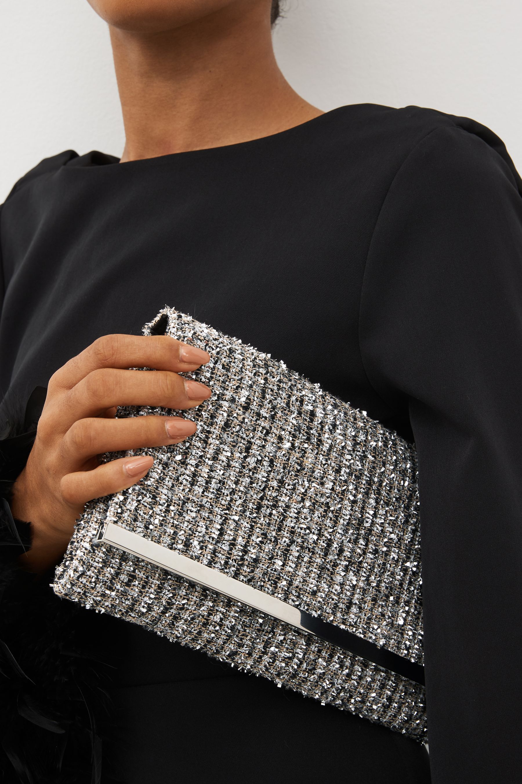 Buy Dark Grey Clutch Bag With Detachable Cross Body Chain from Next Luxembourg