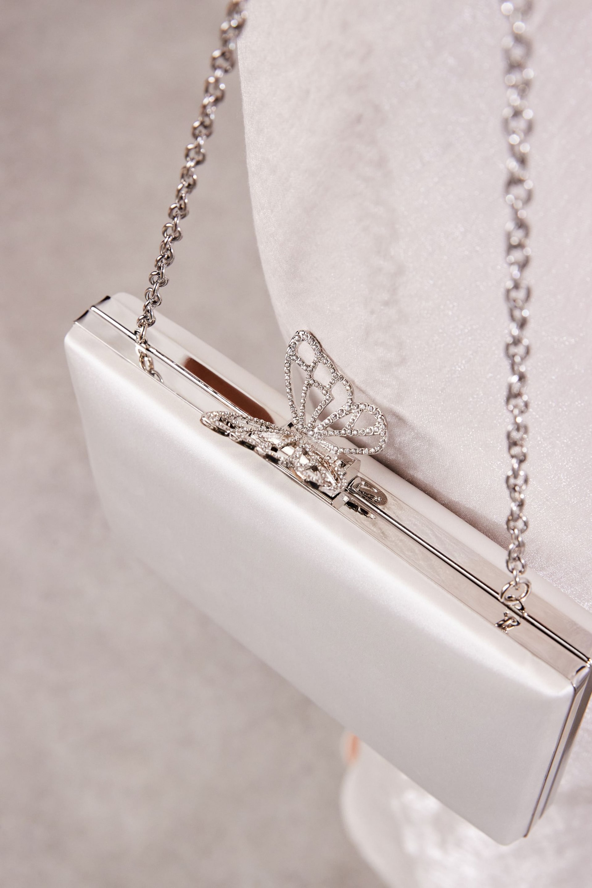 White Butterfly Detail Clutch - Image 5 of 10