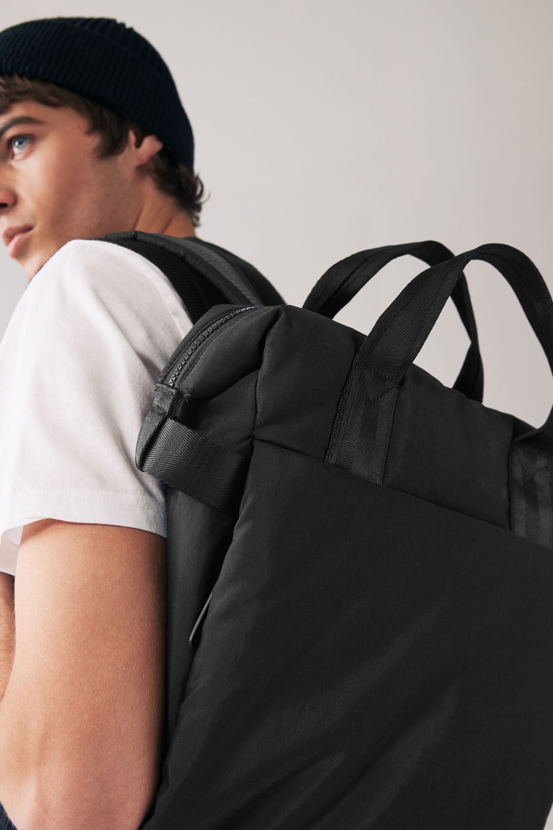 Buy Black Nylon Rucksack from Next Luxembourg