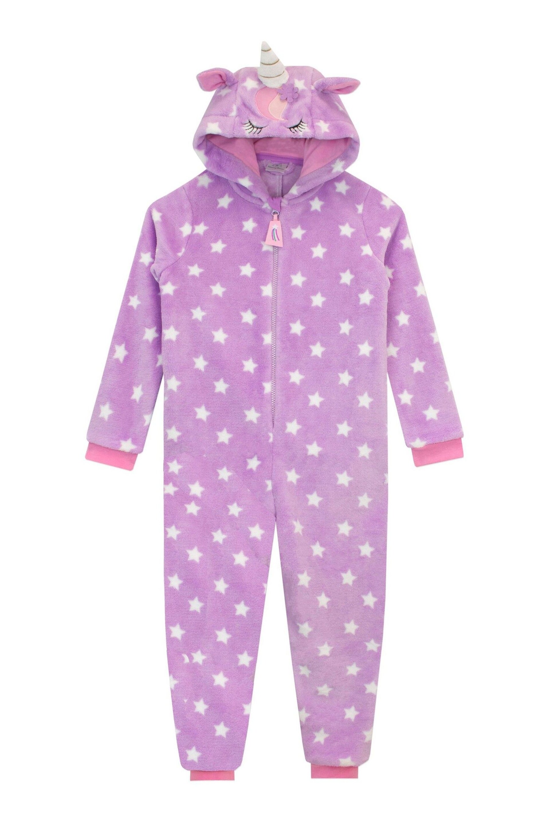 Harry Bear Purple Unicorn Onesie STARS AOP - Image 1 of 4