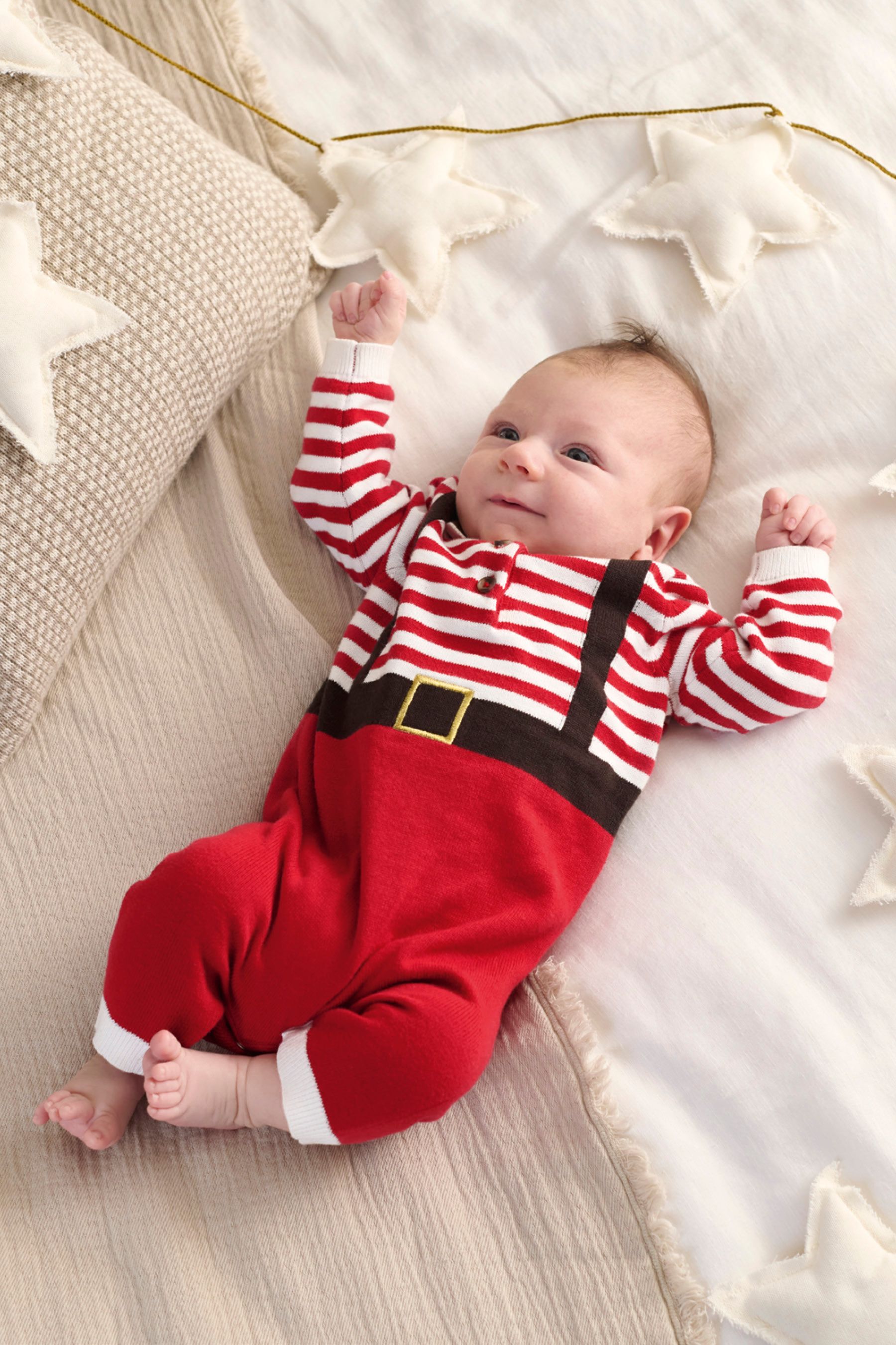 Buy Mamas Papas Red Santa Knitted Christmas Romper from Next Luxembourg