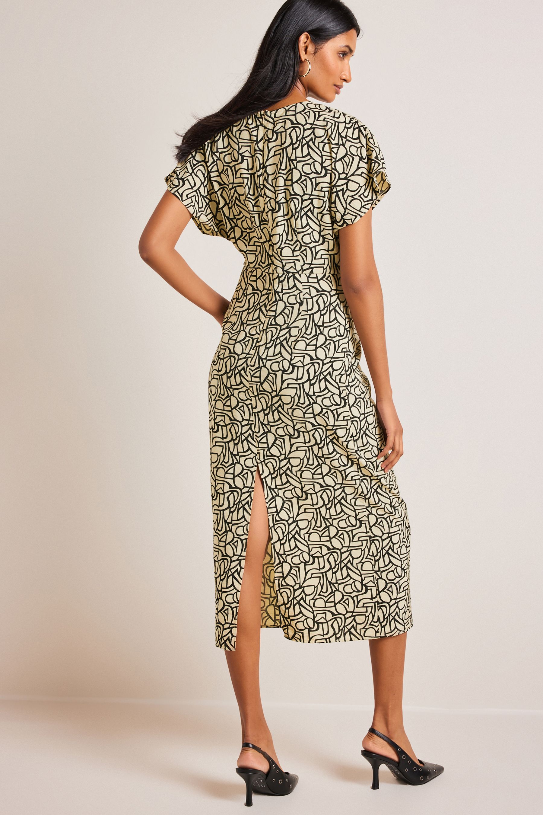 Buy Monochrome Twist Waist Short Sleeve Midi Dress from Next Luxembourg