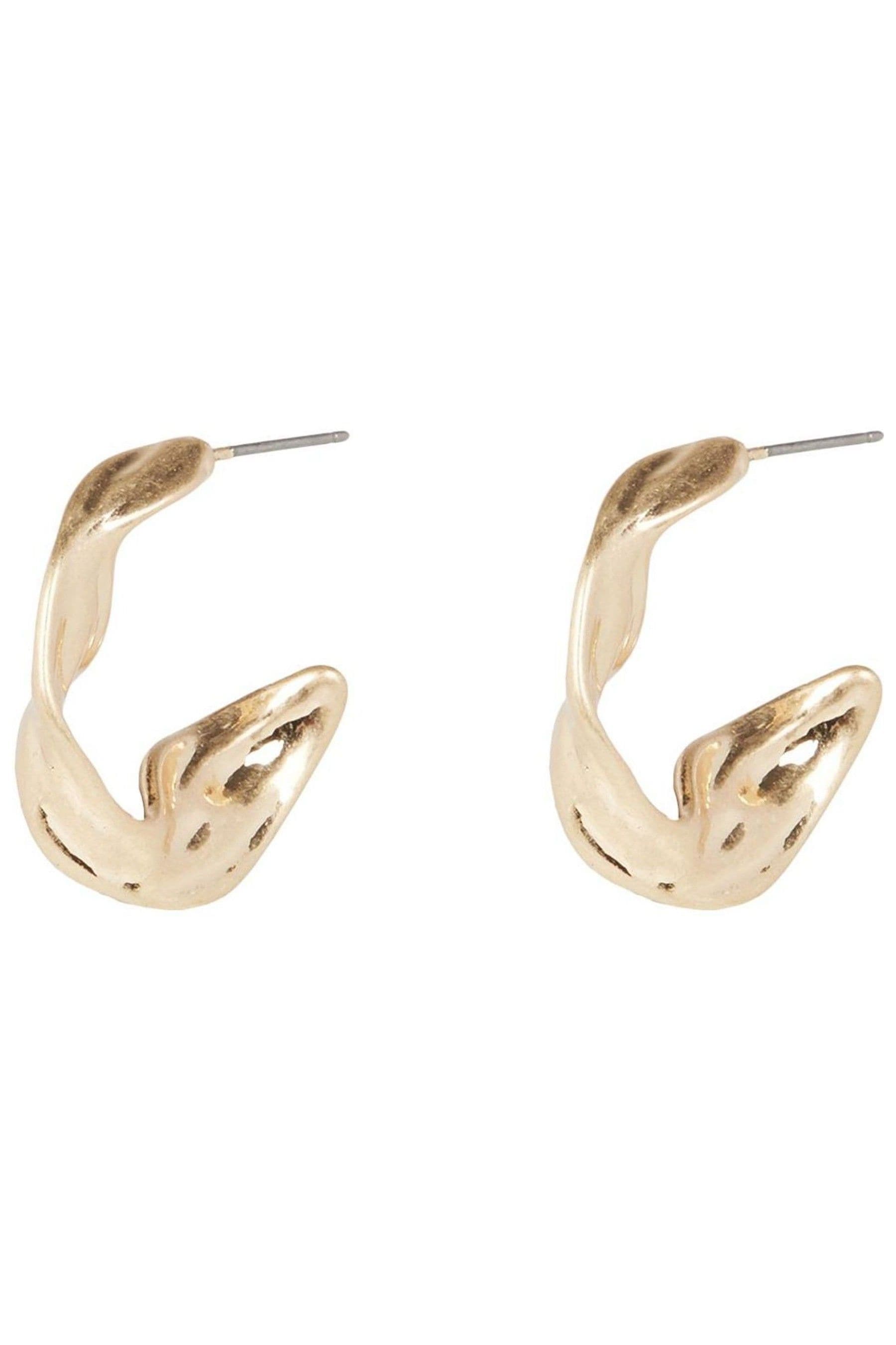 Buy Oliver Bonas Gold Tone Cadance Molten Metal Textured Hoop Earrings from the Next UK online shop