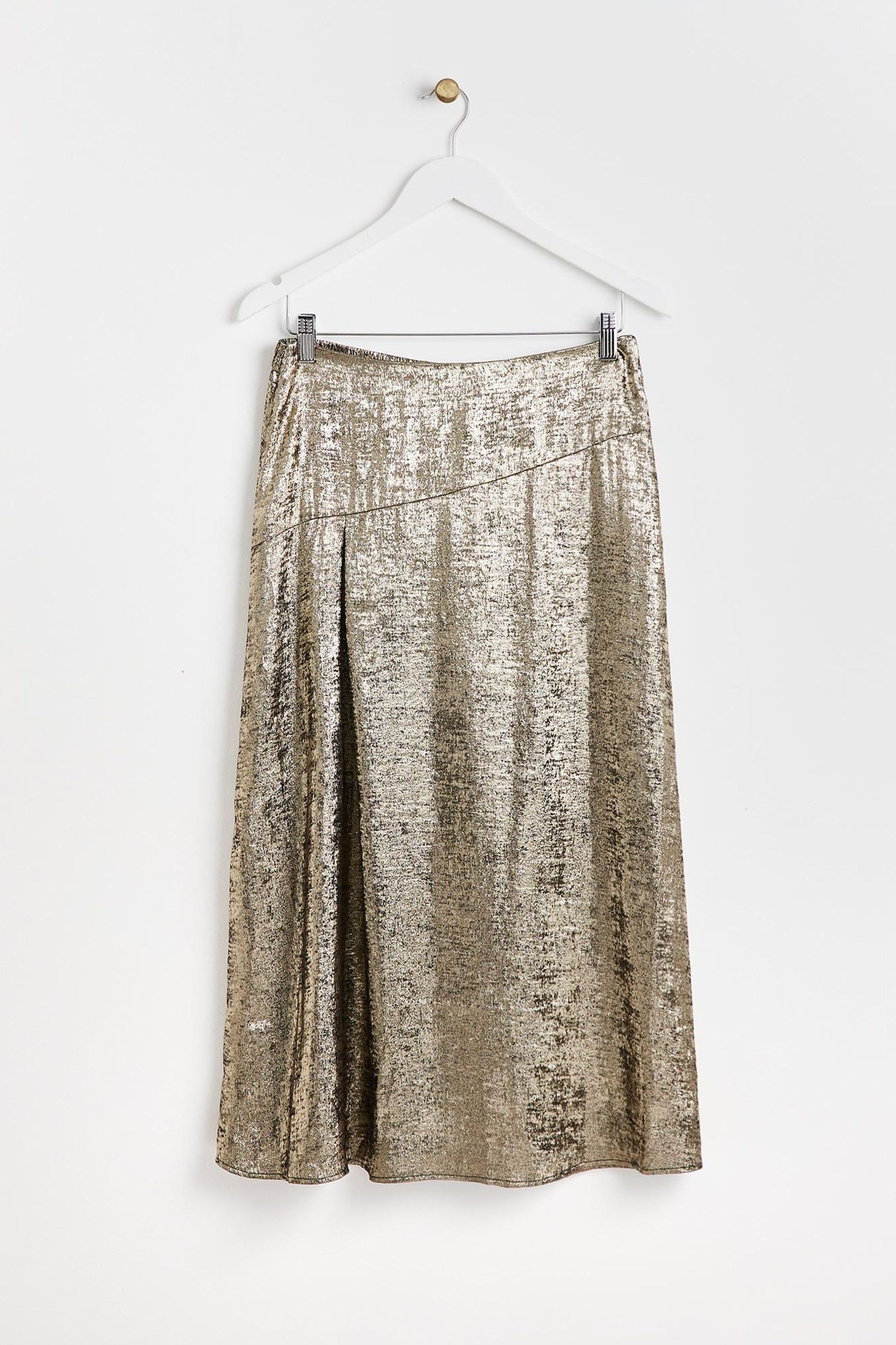 Buy Oliver Bonas Gold Metallic Shimmer Midi Skirt from Next Luxembourg