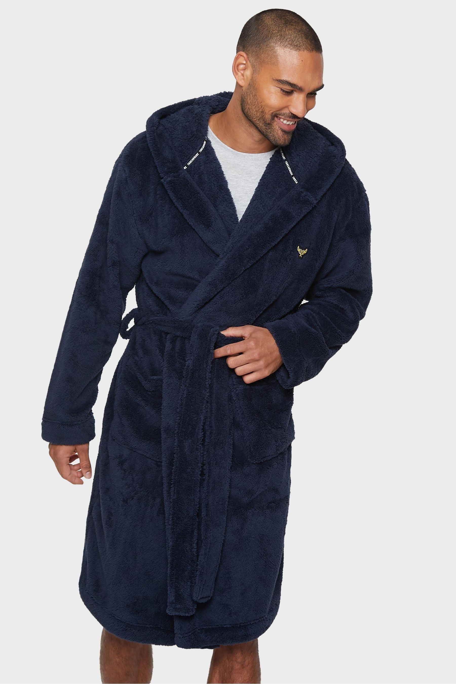 Buy Threadbare Navy Cosy Hooded Dressing Gown from the Next UK online shop