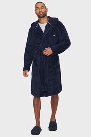Threadbare Navy Cosy Hooded Dressing Gown - Image 3 of 4