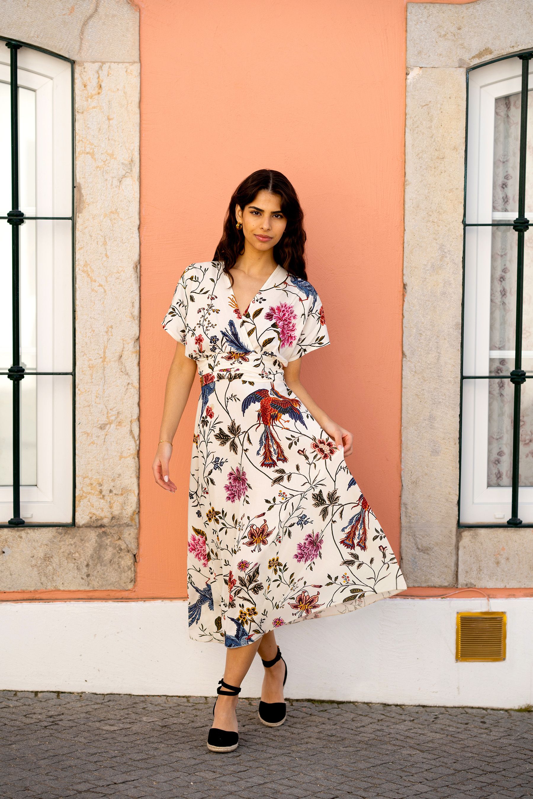 Kimono style midi dress shop