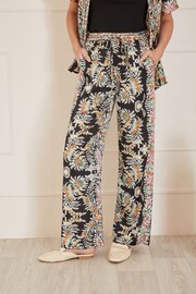 Yumi Black Relaxed Fit Paisley Print Trousers - Image 2 of 4