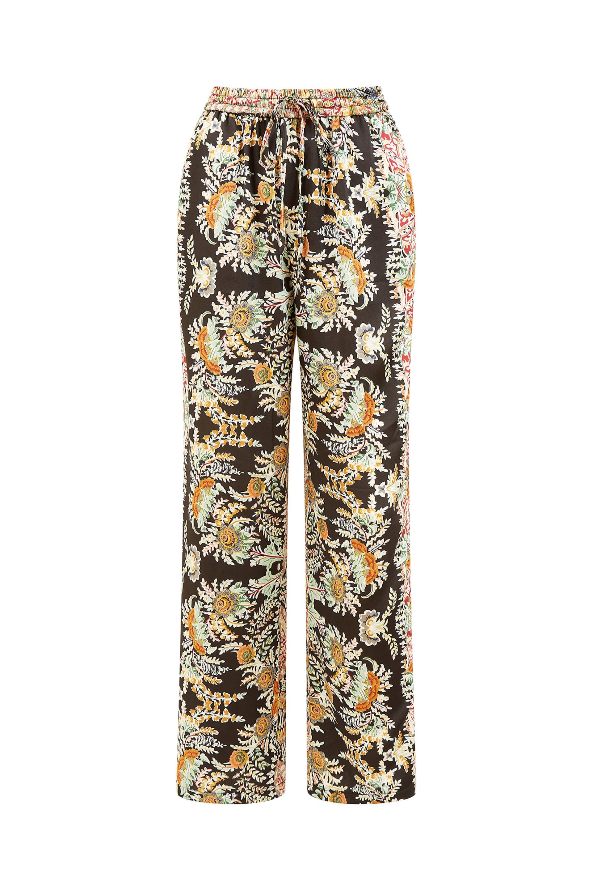 Yumi Black Relaxed Fit Paisley Print Trousers - Image 4 of 4