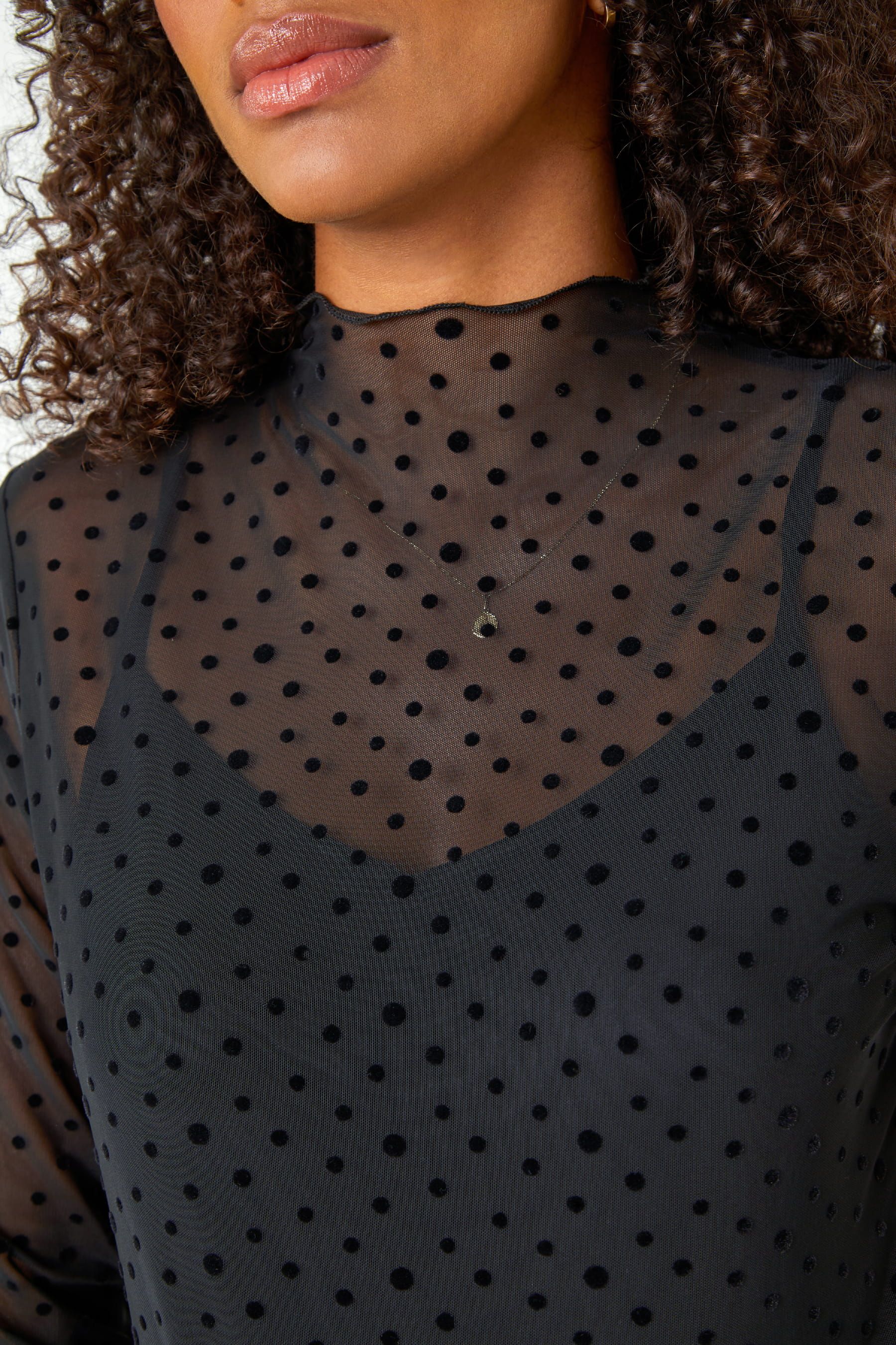 Buy Roman Black Mesh Polka Dot Overlay Midi Dress from the Next UK online shop