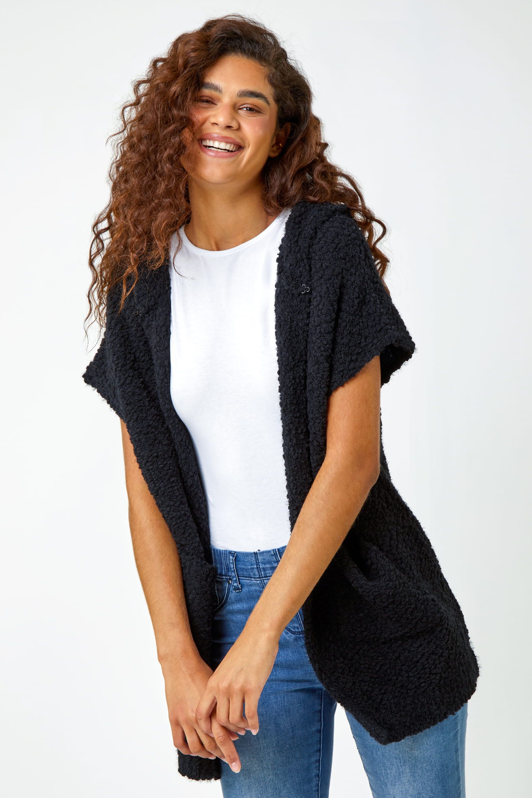 Buy Roman Black Hooded Teddy Longline Cardigan from Next Ireland
