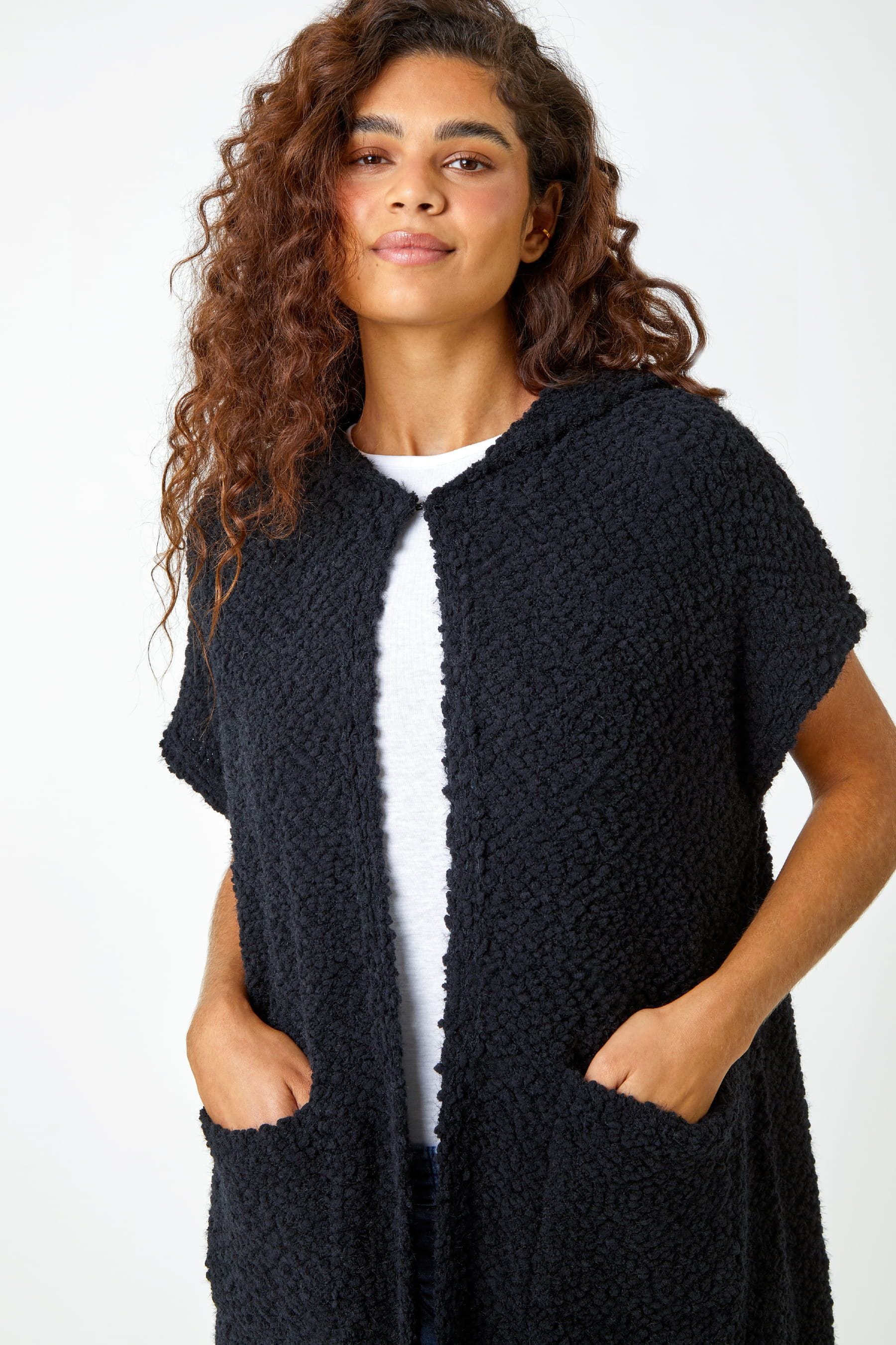 Buy Roman Black Hooded Teddy Longline Cardigan from Next Ireland