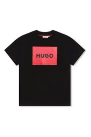 HUGO Logo Short Sleeve Black T-Shirt - Image 1 of 3