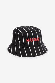HUGO Stripe All-Over Print Logo Bucket Black Hat - Image 1 of 1