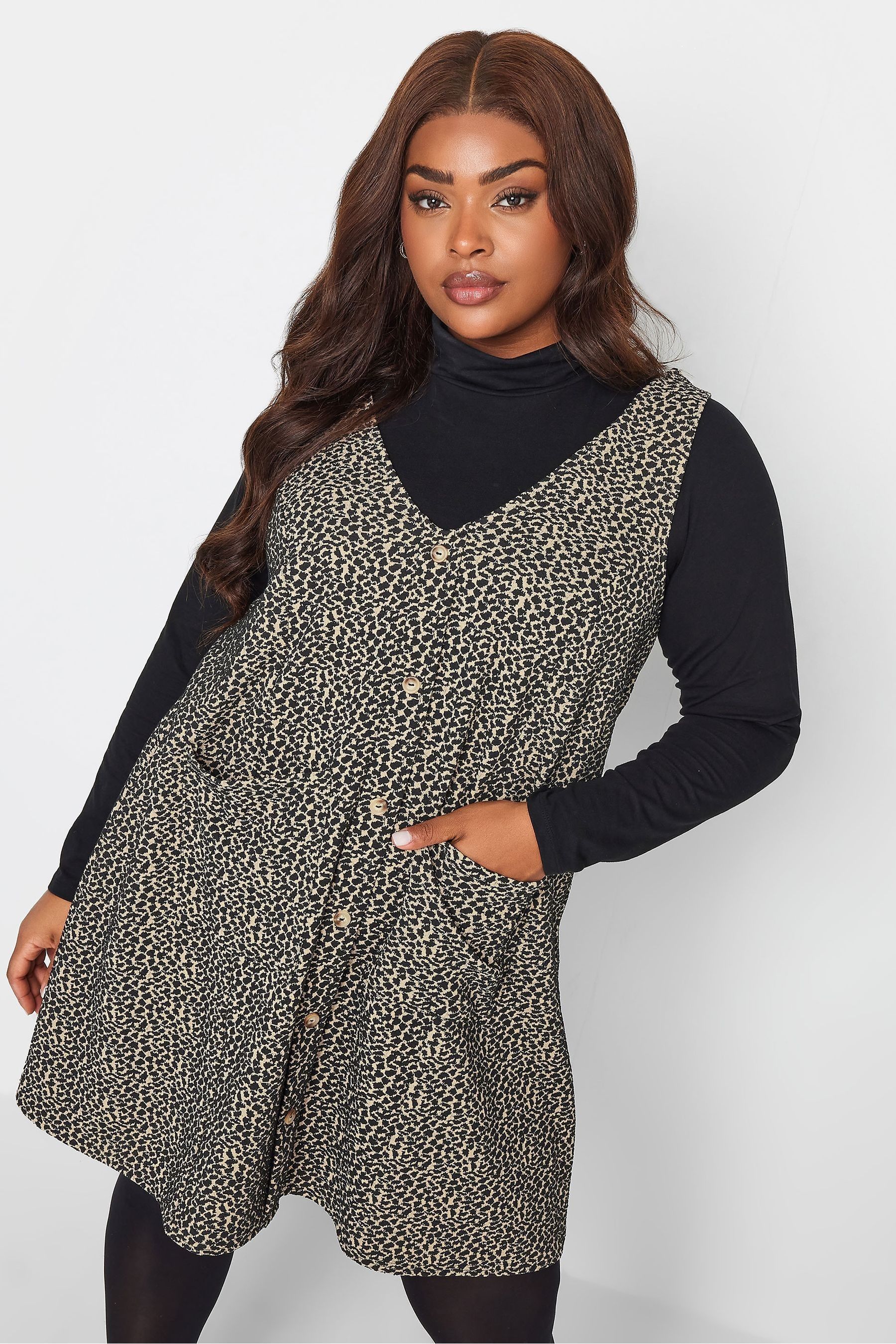 Buy Yours Curve Black Pocket A Line Pinafore Dress from Next Luxembourg