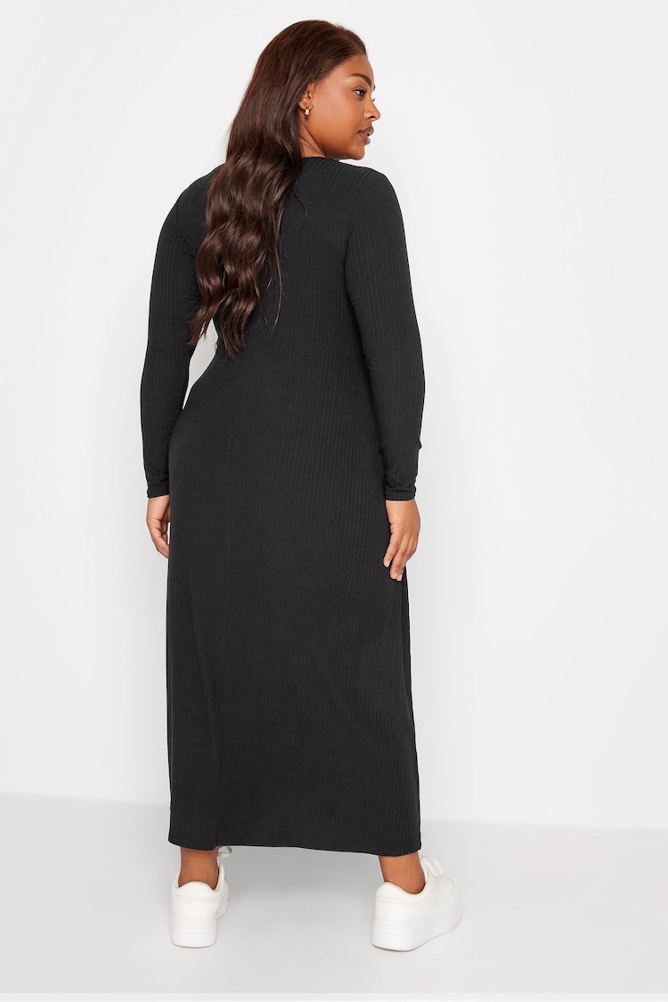 Yours Curve Black Ribbed Maxi Swing Dress - Image 2 of 4