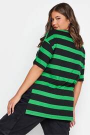 Yours Curve Green Oversized T-Shirt With Jumbo Stripe - Image 2 of 5