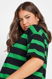 Yours Curve Green Oversized T-Shirt With Jumbo Stripe - Image 4 of 5