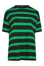 Yours Curve Green Oversized T-Shirt With Jumbo Stripe - Image 5 of 5