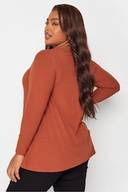 Yours Curve Orange Long Sleeve Ribbed Swing Top - Image 2 of 4
