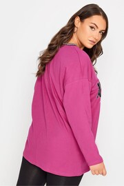 Yours Curve Pink Varsity Oversized Long Sleeve T-Shirt - Image 2 of 4