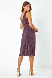 Roman Purple Shimmer Plisse Twist Ruched Dress - Image 3 of 5