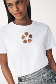 White Cut Out Detail T-Shirt - Image 4 of 6