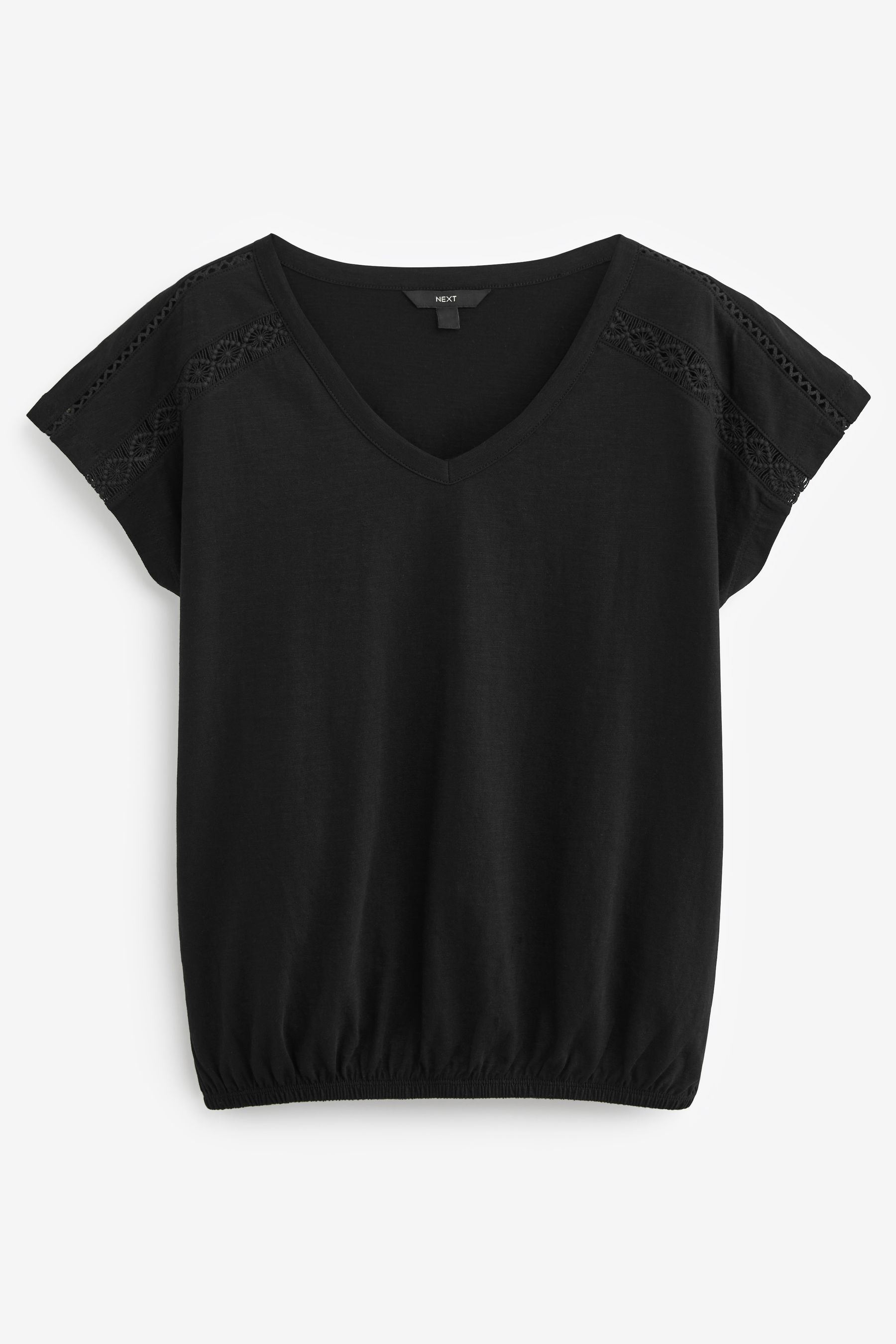 Buy Black V Neck 100 Cotton Bubble Hem Top from the Next UK online shop