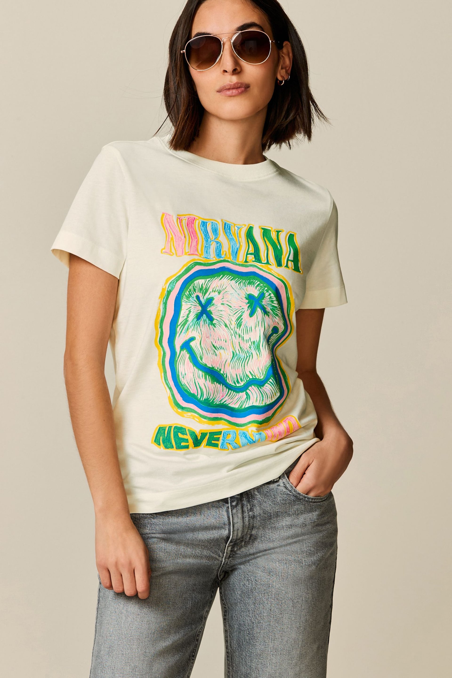 Ecru Nirvana License Band T-Shirt - Image 1 of 6