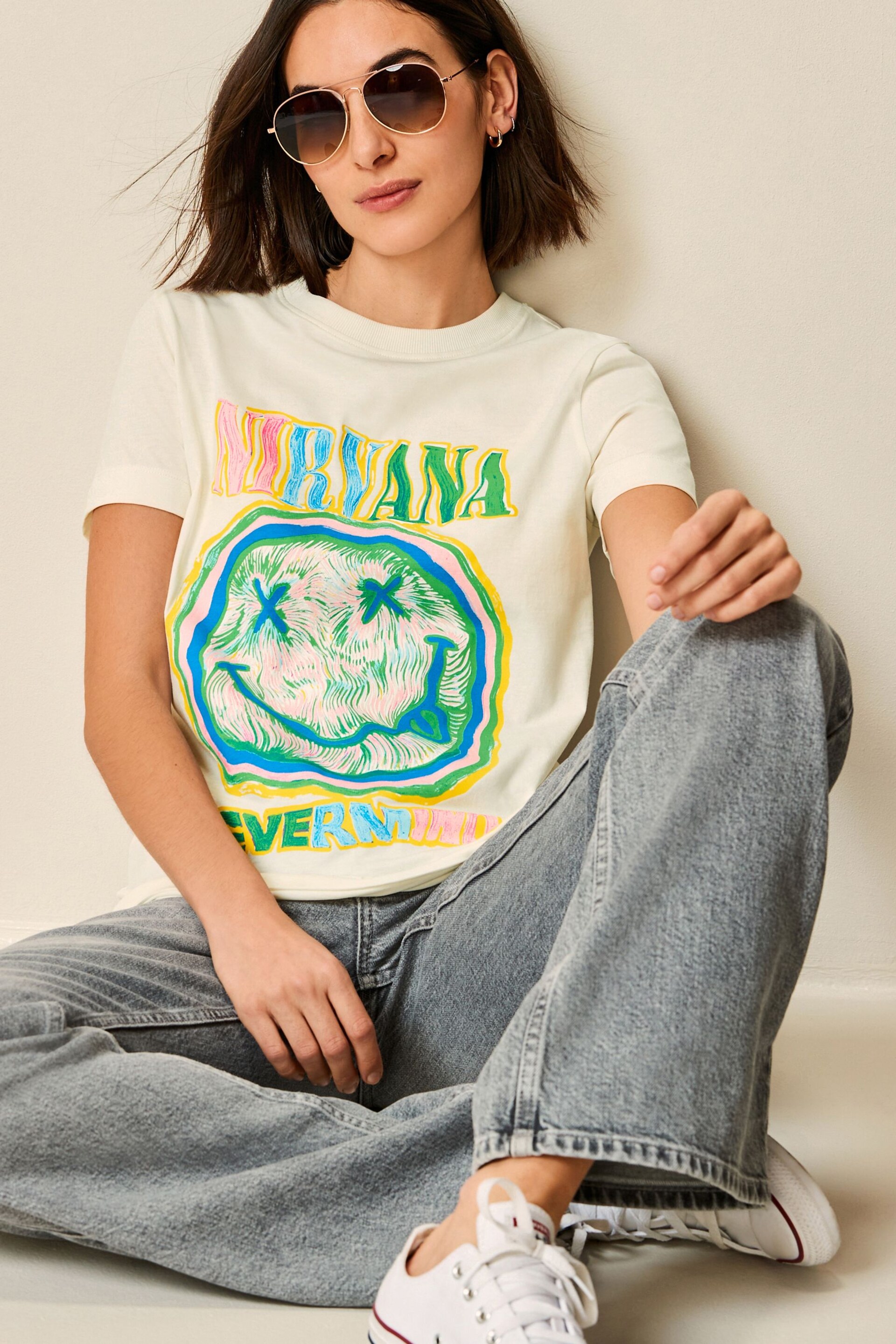Ecru Nirvana License Band T-Shirt - Image 3 of 6