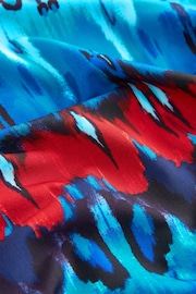 Blue Tie-Dye Print Cap Sleeve Drawstring Detail Top - Image 6 of 6