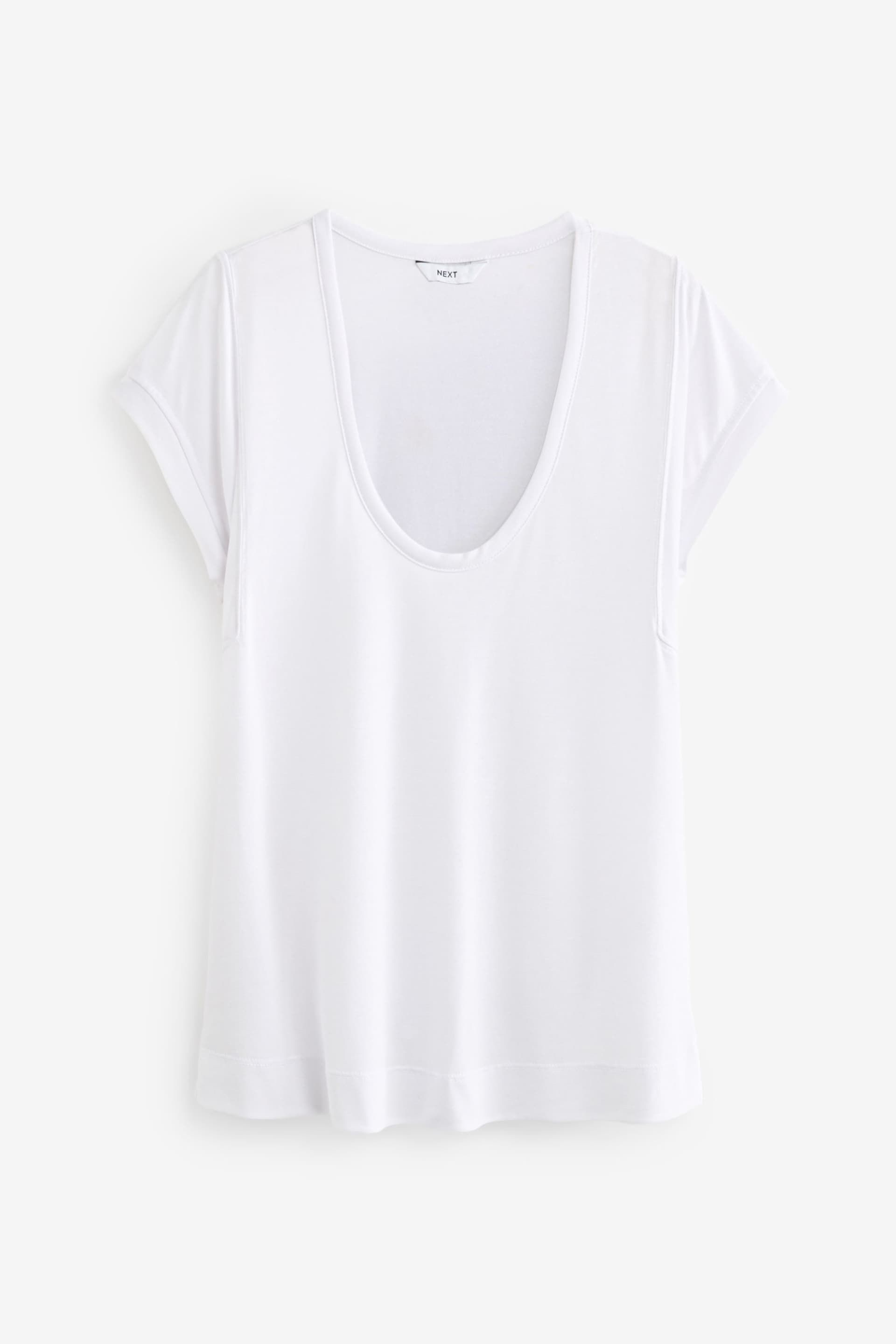 White Premium Modal Rich Short Sleeve Scoop Neck T-Shirt - Image 6 of 7
