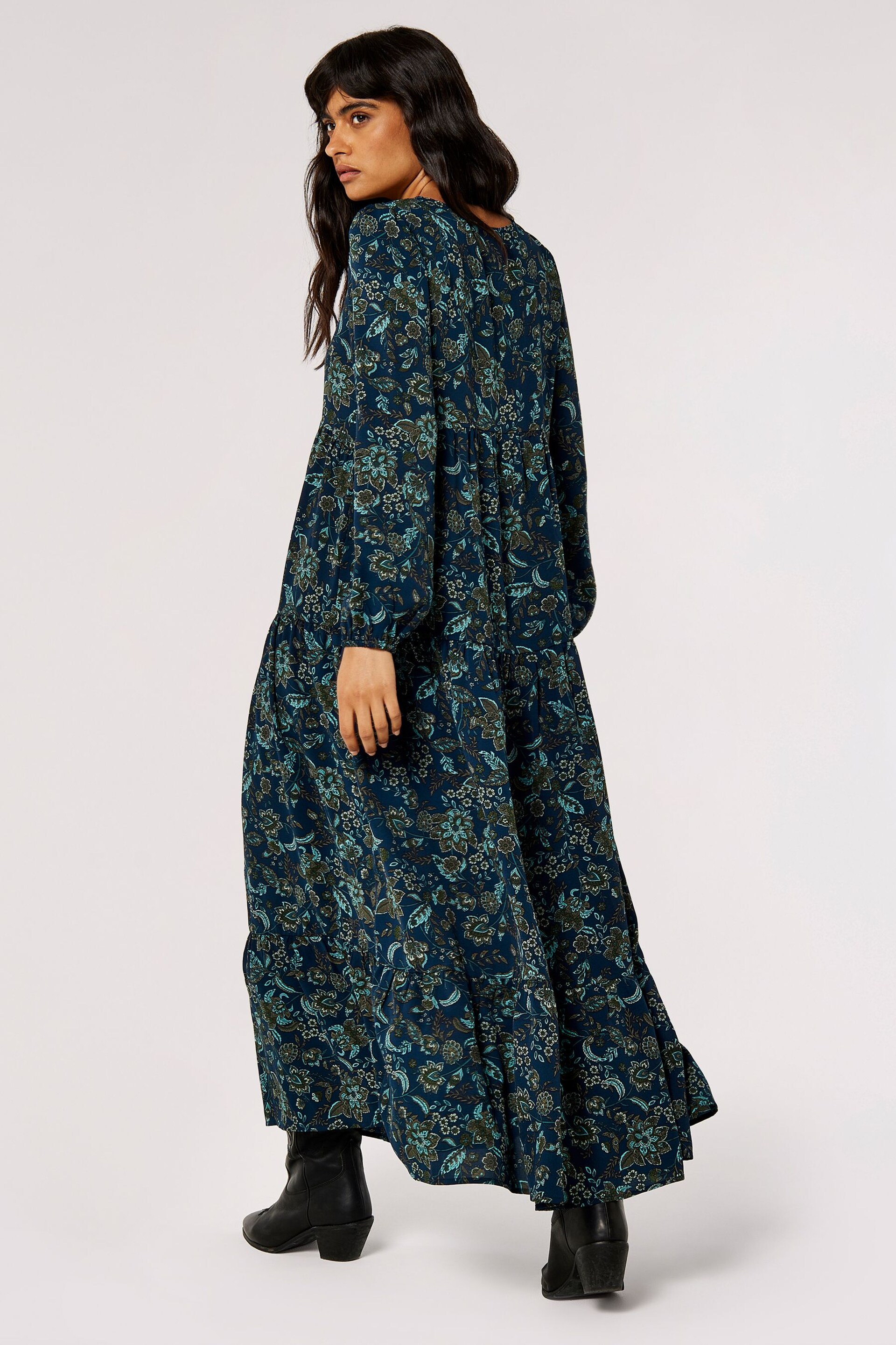 Apricot Blue Floral Enchantment Maxi Dress - Image 2 of 4