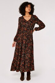 Apricot Black Floral Enchantment Maxi Dress - Image 3 of 5