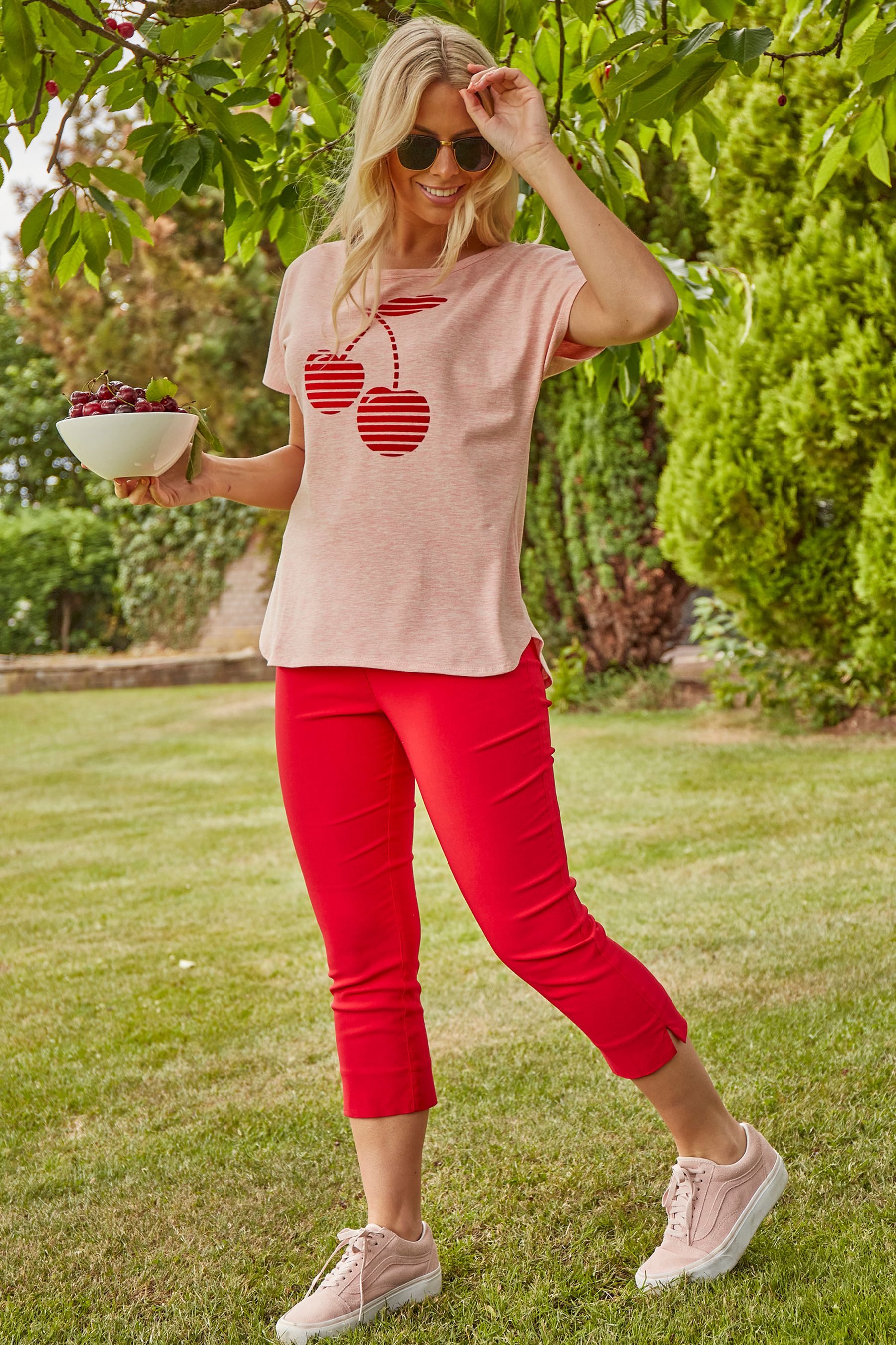 Buy Roman Red Cropped Stretch Capri Trousers from the Next UK online shop