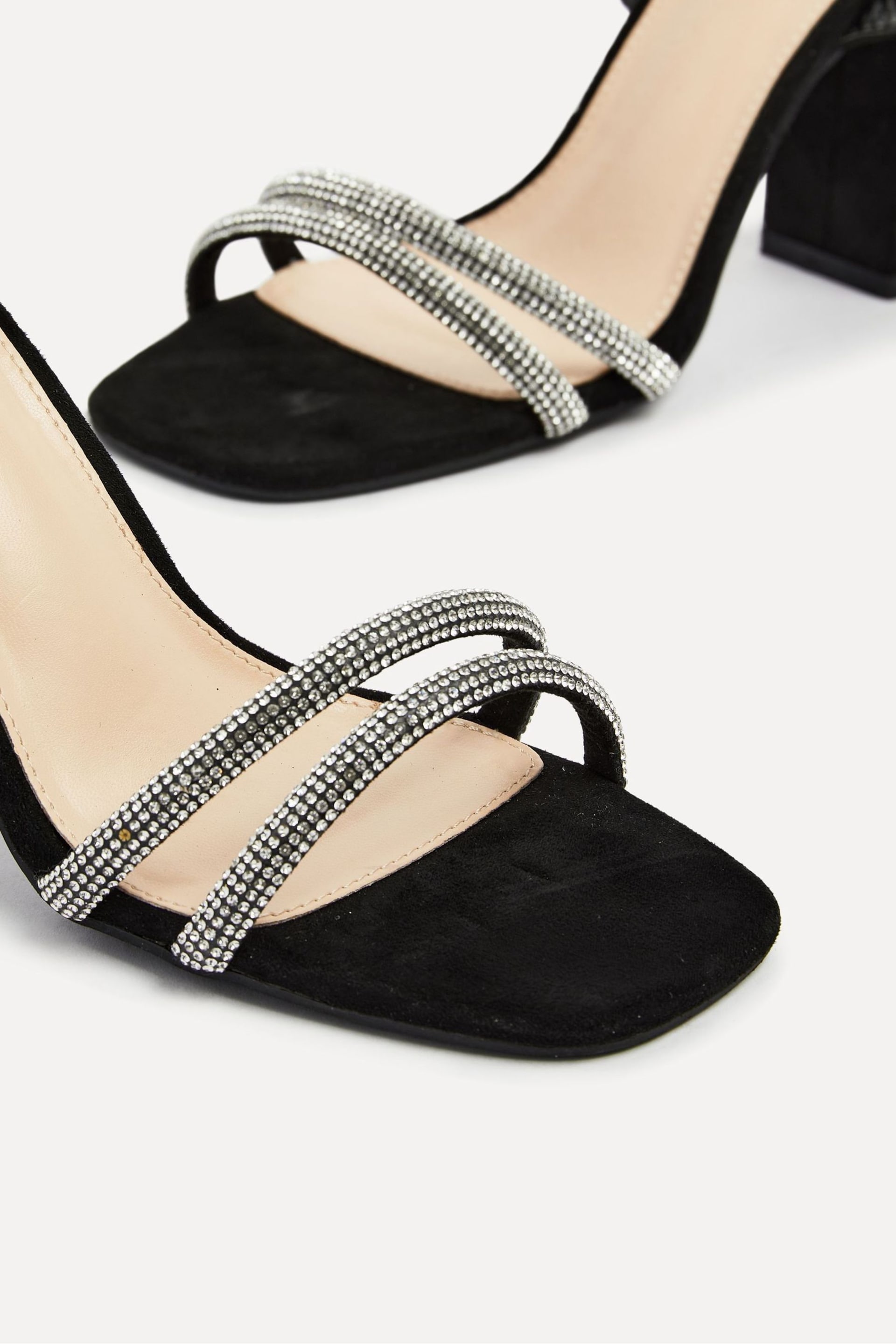 Linzi Black Imera Block Heeled Sandals With Diamante Front Strap - Image 5 of 6