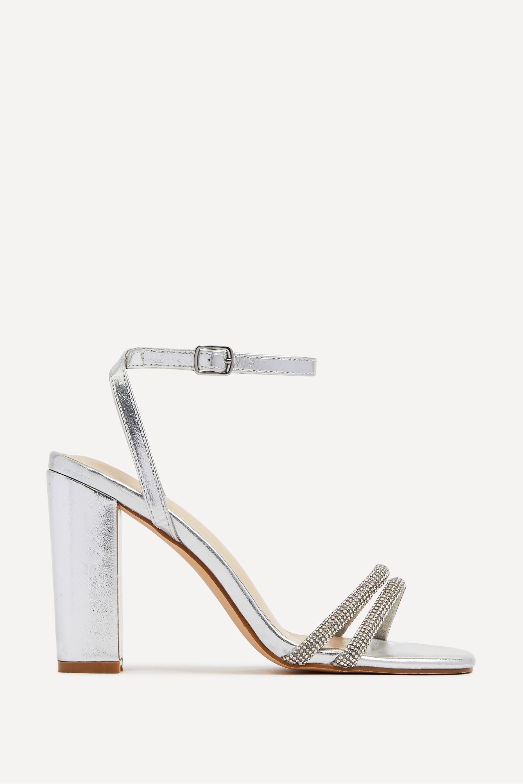 Buy Linzi Silver Imera Block Heeled Sandals With Diamante Front Strap from the Next UK online shop