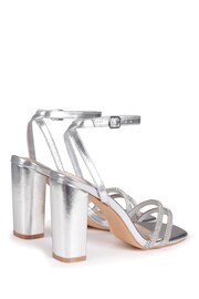 Linzi Silver Imera Block Heeled Sandals With Diamante Front Strap - Image 4 of 7