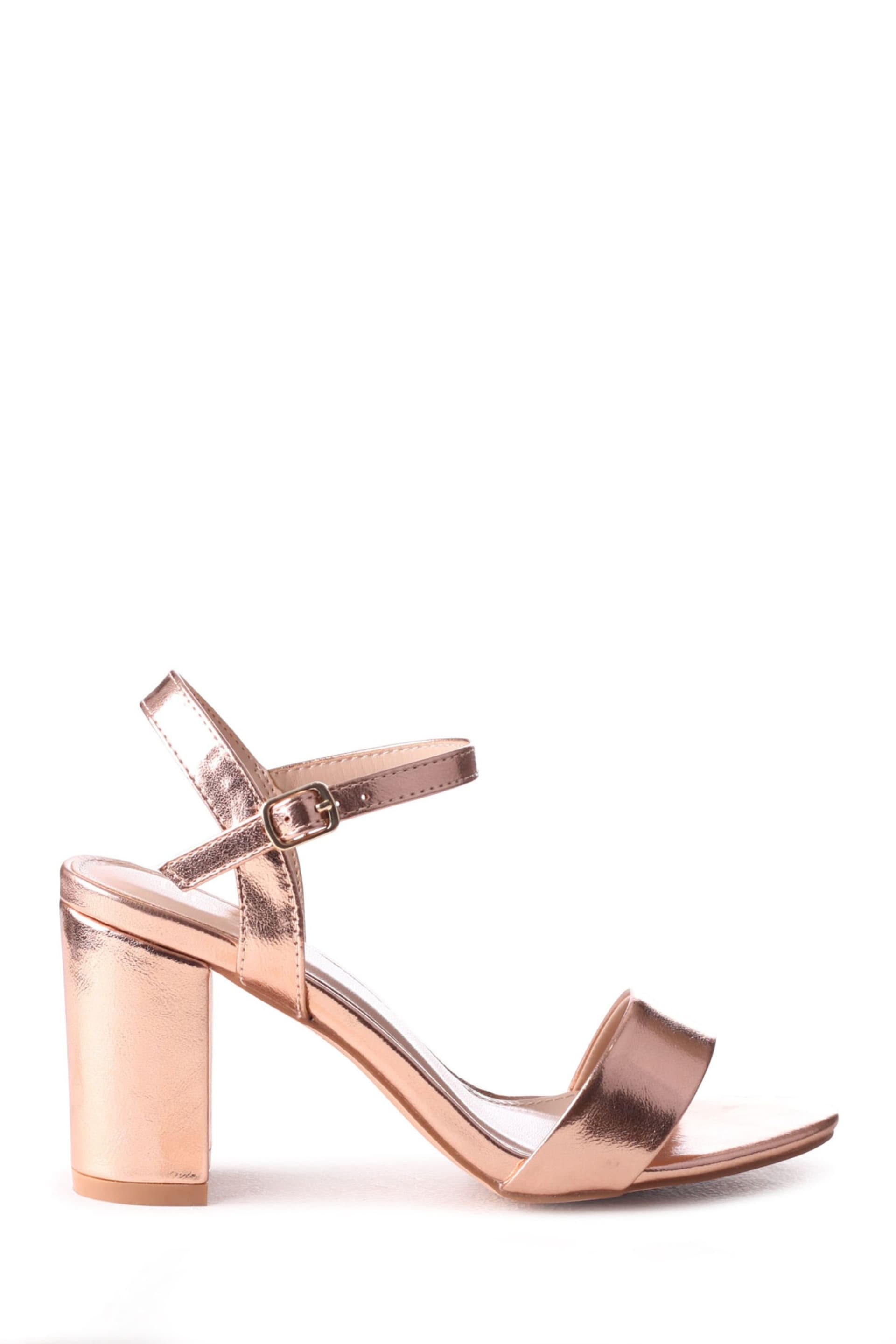 Linzi Rose Gold Skyline Open Back Barely There Block Heels - Image 2 of 4