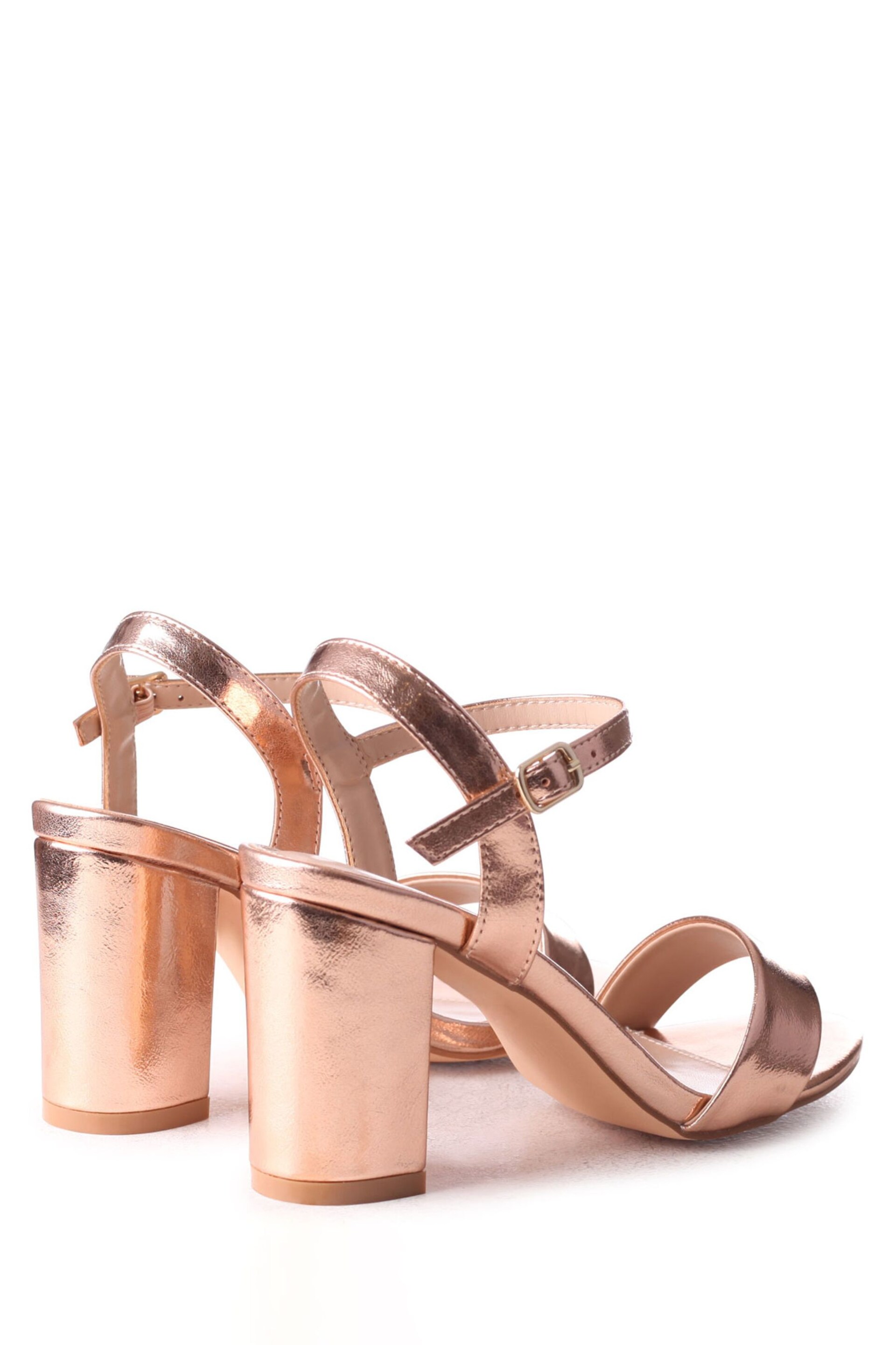 Linzi Rose Gold Skyline Open Back Barely There Block Heels - Image 4 of 4