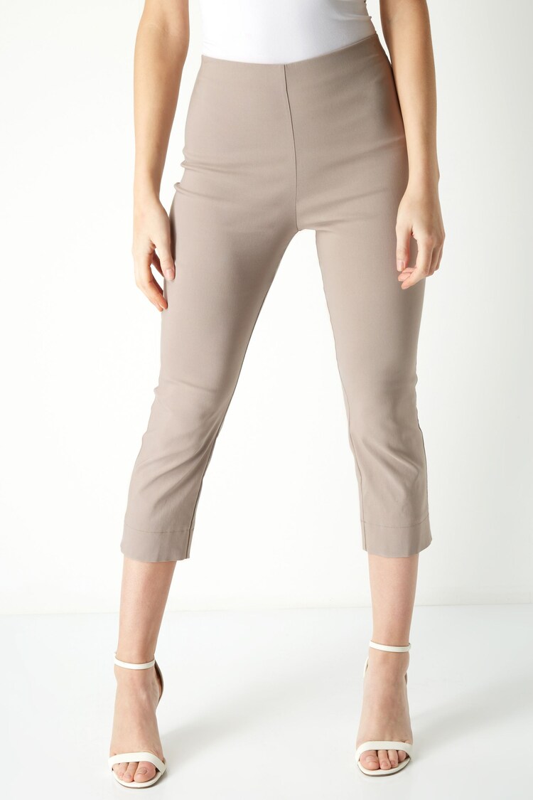 Roman Brown Chrome Cropped Stretch Trousers - Image 1 of 4