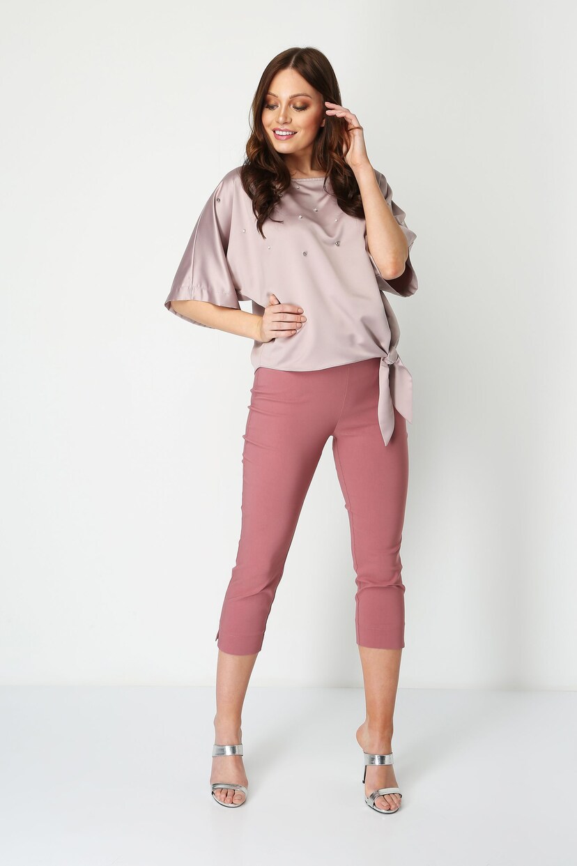 Roman Dark Pink Cropped Stretch Trousers - Image 3 of 4