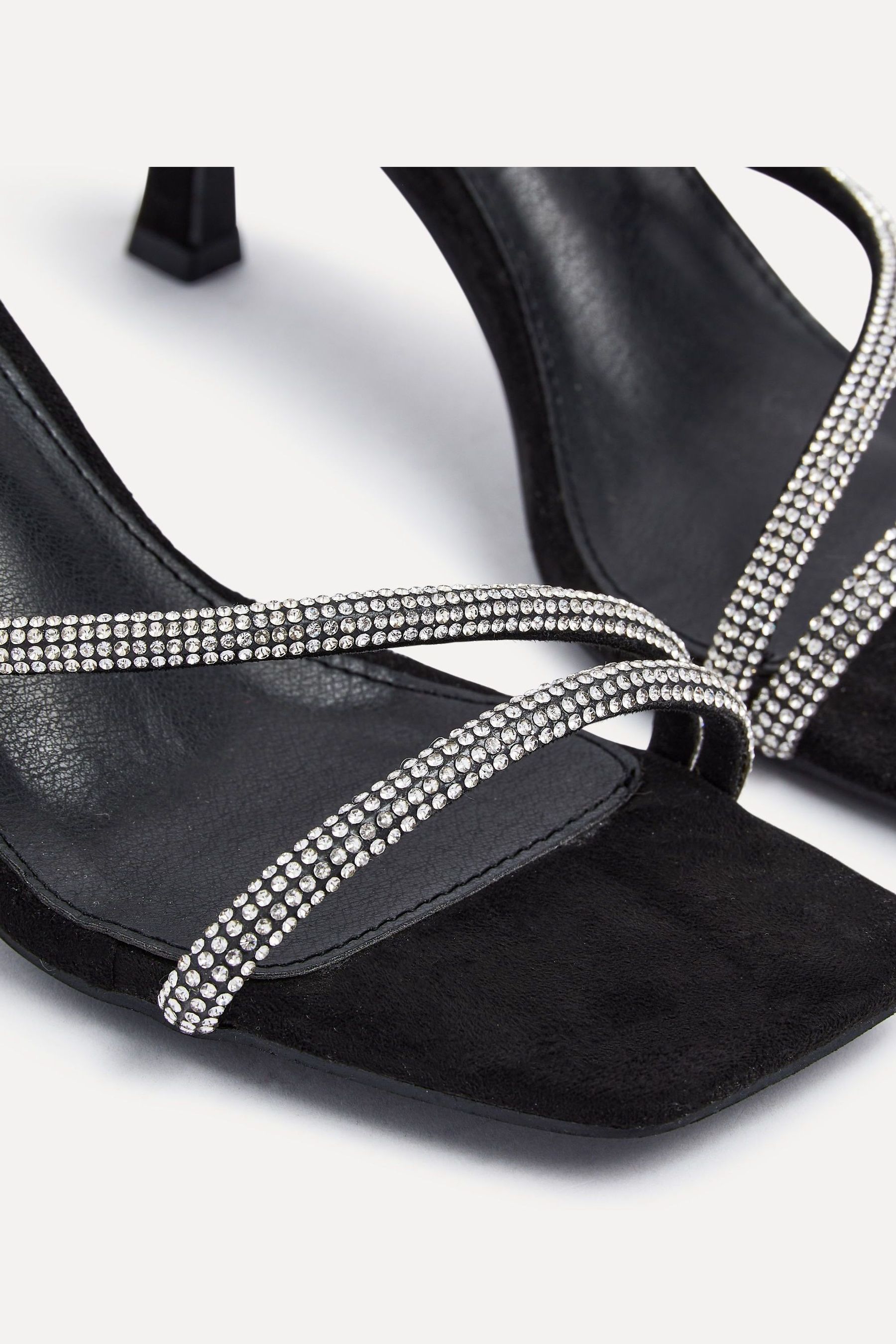 Black diamante heeled sandals new arrivals