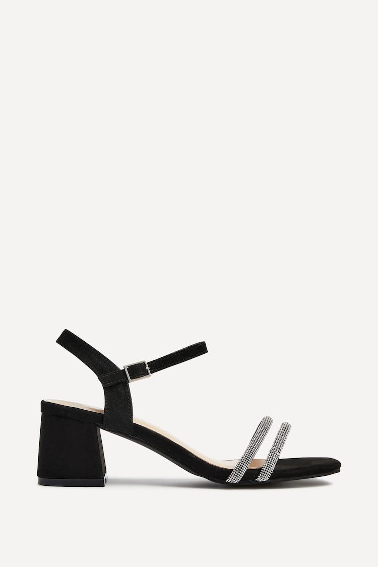 Linzi Black Bunty Block Heeled Sandals With Diamante Trim - Image 2 of 5