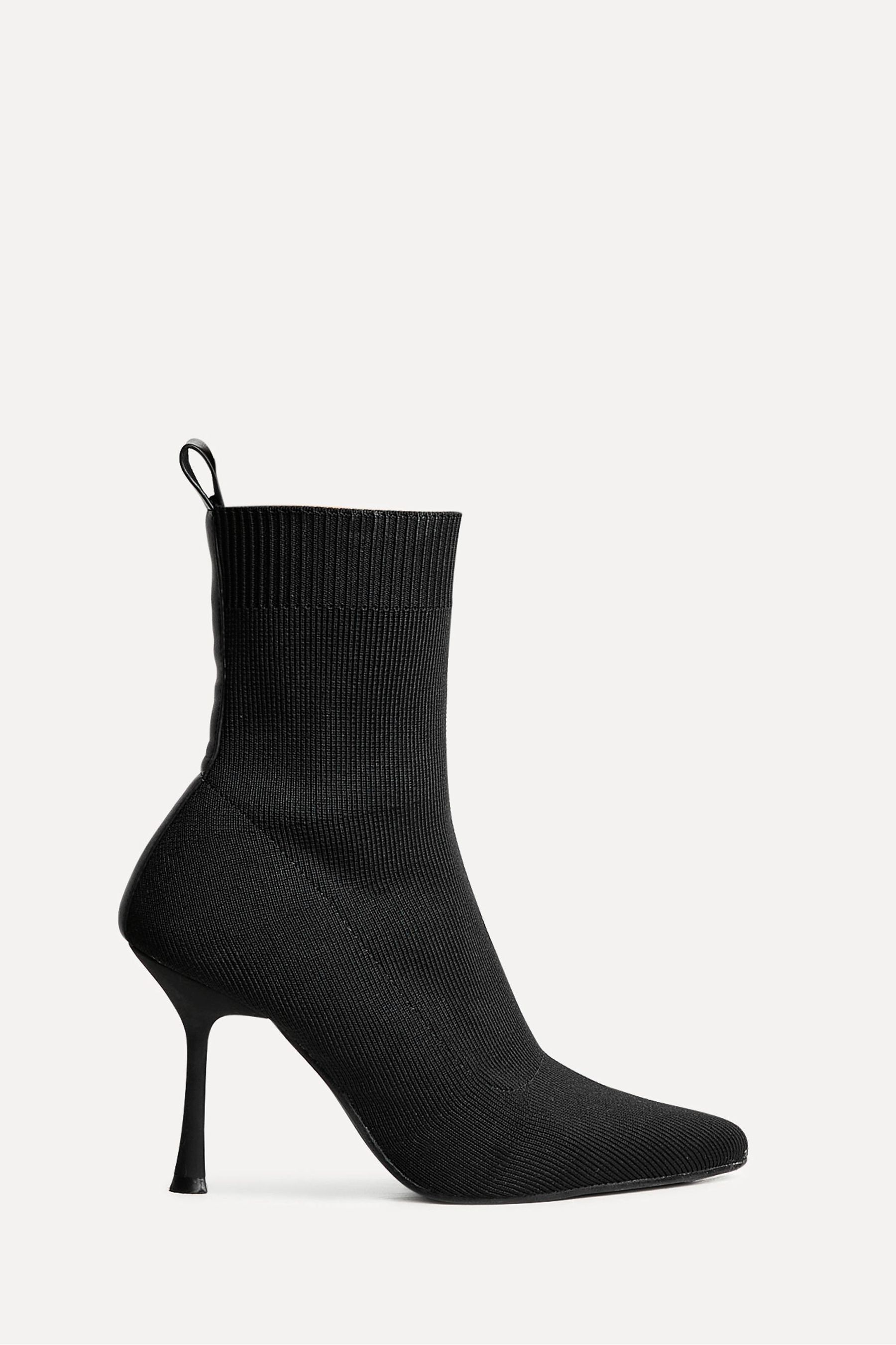 Linzi Black Franz Pointed Toe Knit Sock Boots With Stiletto Heels