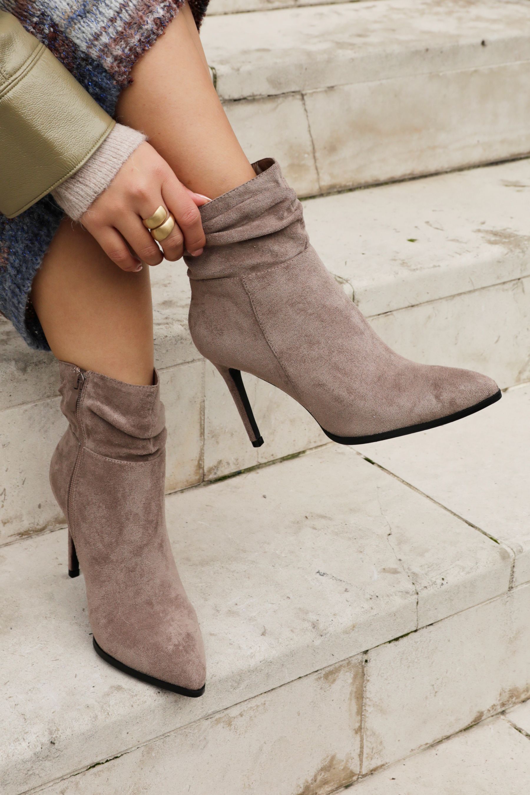 Ruched pointed toe boots outlet