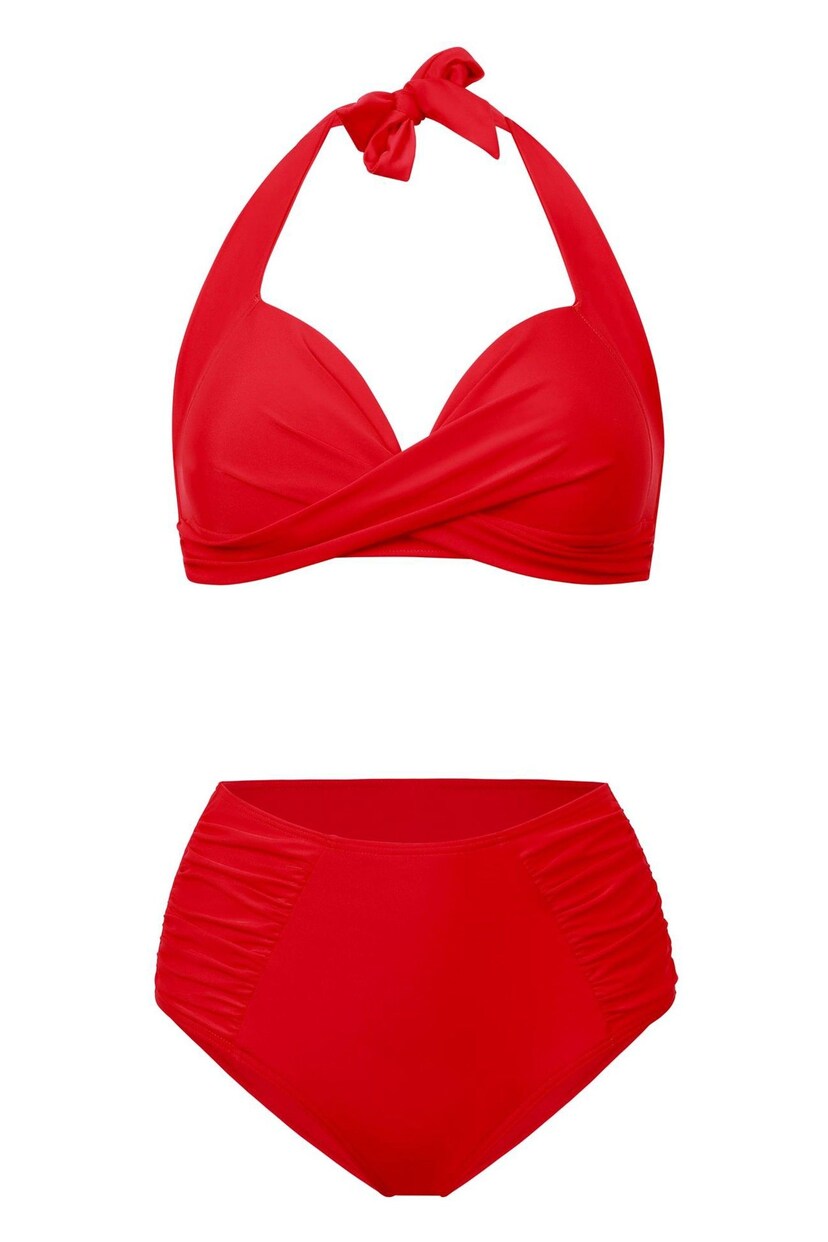 Linzi Red Amalfi Moulded Cup High Waist Bikini Set - Image 3 of 4