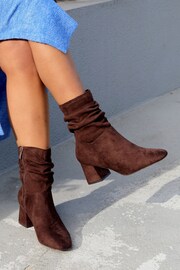 Linzi Brown Aster Ruched Heeled Ankle Boots - Image 1 of 4